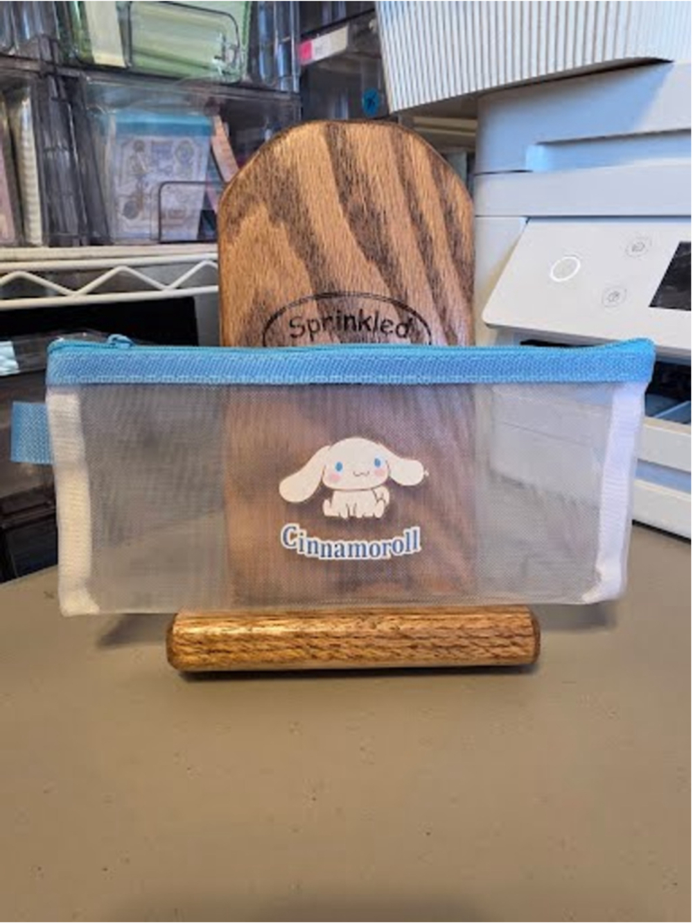 #CIN-2338 Cinnamoroll Mesh Pencil Pouch - Zippered - 8x3.5"